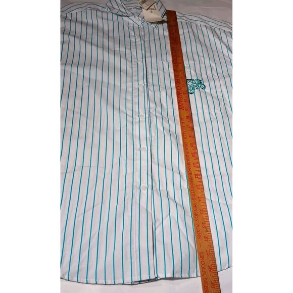 Liz Thomas II Blouse Plus Size 40 White Teal Stripe Short Vintage 80s 90s NOS - Picture 4 of 12